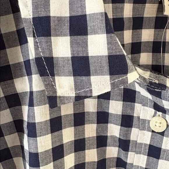 J Crew navy white gingham long sleeve button down cotton shirt Size XXL - Picture 3 of 9